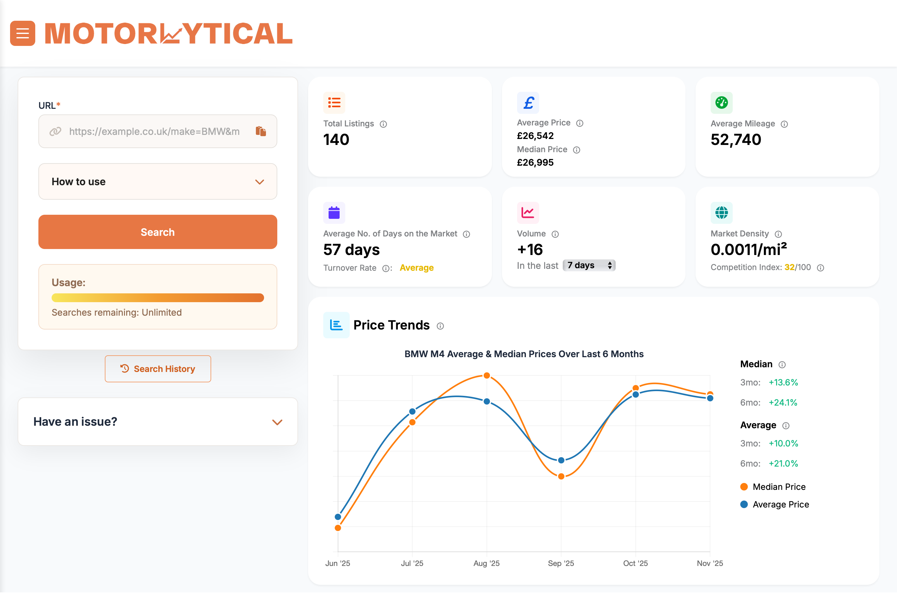 Motorlytical Search Dashboard